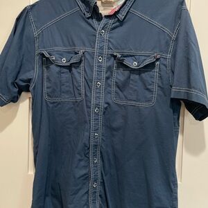Men's Game Guard Casual Navy Button Down Shirt